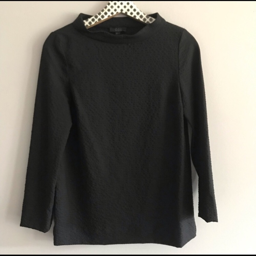 COS Black textured blouse